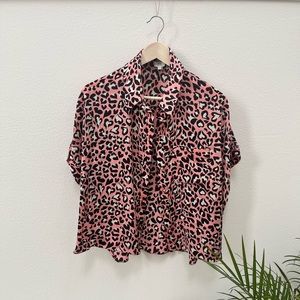 ASOS Pink Leopard Print Blouse